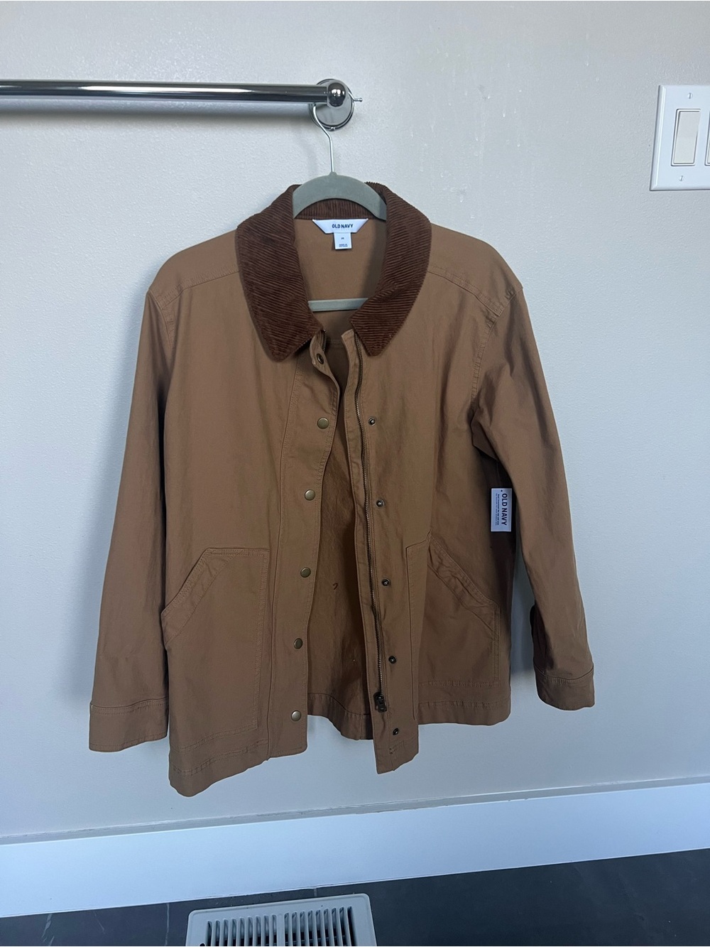 NWT Old Navy Brown Utility Jacket with Dark Brown Corduroy Collar